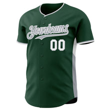 Laden Sie das Bild in den Galerie-Viewer, Custom Green Gray-White Classic Color Block Side Panel Stripe Authentic Baseball Jersey