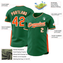 Загрузить изображение в средство просмотра галереи, Custom Kelly Green Orange-White Classic Color Block Side Panel Stripe Authentic Baseball Jersey