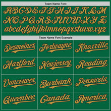 Load image into Gallery viewer, Custom Kelly Green Old Gold-Black Classic Color Block Side Panel Stripe Authentic Baseball Jersey
