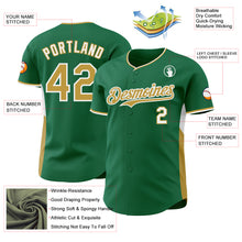 Charger l'image dans la galerie, Custom Kelly Green Old Gold-White Classic Color Block Side Panel Stripe Authentic Baseball Jersey