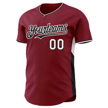 Laden Sie das Bild in den Galerie-Viewer, Custom Crimson Black-White Classic Color Block Side Panel Stripe Authentic Baseball Jersey