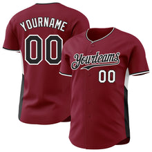 Laden Sie das Bild in den Galerie-Viewer, Custom Crimson Black-White Classic Color Block Side Panel Stripe Authentic Baseball Jersey