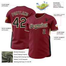 Load image into Gallery viewer, Custom Crimson Black-Cream Classic Color Block Side Panel Stripe Authentic Baseball Jersey