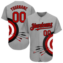 Загрузить изображение в средство просмотра галереи, Custom Gray Red-Black 3D Pattern Design Dart Board Target Authentic Baseball Jersey