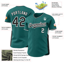 Загрузить изображение в средство просмотра галереи, Custom Teal Black-White Classic Color Block Side Panel Stripe Authentic Baseball Jersey