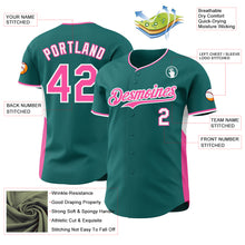Загрузить изображение в средство просмотра галереи, Custom Teal Pink-White Classic Color Block Side Panel Stripe Authentic Baseball Jersey