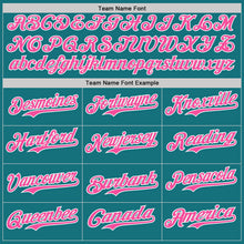 Загрузить изображение в средство просмотра галереи, Custom Teal Pink-White Classic Color Block Side Panel Stripe Authentic Baseball Jersey
