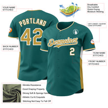 Загрузить изображение в средство просмотра галереи, Custom Teal Old Gold-White Classic Color Block Side Panel Stripe Authentic Baseball Jersey