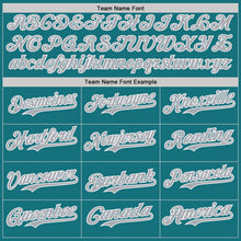 Charger l'image dans la galerie, Custom Teal Gray-White Classic Color Block Side Panel Stripe Authentic Baseball Jersey