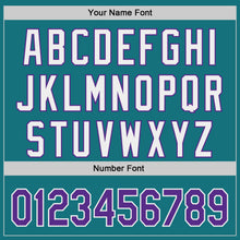 Load image into Gallery viewer, Custom Teal Purple-White Classic Color Block Side Panel Stripe Authentic Baseball Jersey
