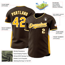 Laden Sie das Bild in den Galerie-Viewer, Custom Brown Gold-White Classic Color Block Side Panel Stripe Authentic Baseball Jersey