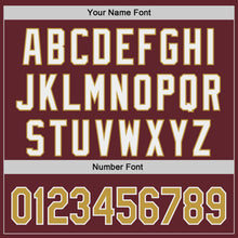 Load image into Gallery viewer, Custom Burgundy Old Gold-White Classic Color Block Side Panel Stripe Authentic Baseball Jersey