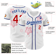 Laden Sie das Bild in den Galerie-Viewer, Custom White Red-Royal Cherry Blossoms Sakura Authentic Baseball Jersey