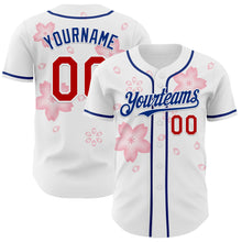 Laden Sie das Bild in den Galerie-Viewer, Custom White Red-Royal Cherry Blossoms Sakura Authentic Baseball Jersey