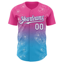 Charger l'image dans la galerie, Custom Pink White Sky Blue-Purple Cherry Blossoms Sakura Gradient Authentic Baseball Jersey
