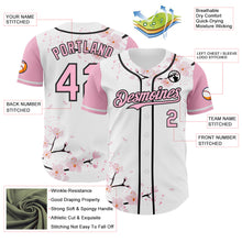 Laden Sie das Bild in den Galerie-Viewer, Custom White Light Pink-Black Cherry Blossoms Sakura Authentic Baseball Jersey