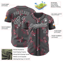 Load image into Gallery viewer, Custom Steel Gray White-Black Cherry Blossoms Sakura Authentic Baseball Jersey