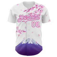 Laden Sie das Bild in den Galerie-Viewer, Custom White-Deep Pink Cherry Blossoms Sakura Mount Fuji Authentic Baseball Jersey