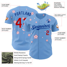 Load image into Gallery viewer, Custom Light Blue Red-Royal Cherry Blossoms Sakura Authentic Baseball Jersey