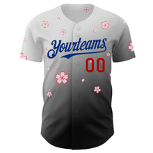 Charger l'image dans la galerie, Custom White Red Black-Royal Cherry Blossoms Sakura Gradient Authentic Baseball Jersey