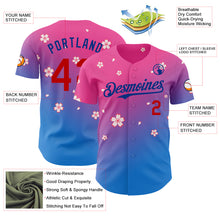 Загрузить изображение в средство просмотра галереи, Custom Pink Red-Royal Cherry Blossoms Sakura Gradient Authentic Baseball Jersey