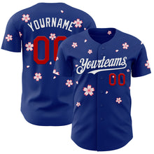 Загрузить изображение в средство просмотра галереи, Custom Royal Red-White Cherry Blossoms Sakura Authentic Baseball Jersey