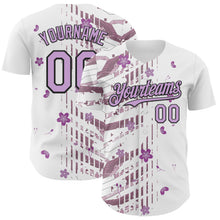 Laden Sie das Bild in den Galerie-Viewer, Custom White Light Purple-Black Cherry Blossoms Sakura Authentic Baseball Jersey
