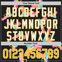 Charger l'image dans la galerie, Custom Black Gold-White Colorful Firepower 3D Pattern Design Authentic Baseball Jersey
