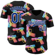 Charger l'image dans la galerie, Custom Black Royal-White Colorful Firepower 3D Pattern Design Authentic Baseball Jersey