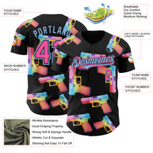 Charger l'image dans la galerie, Custom Black Pink-Light Blue Colorful Firepower 3D Pattern Design Authentic Baseball Jersey