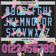 Charger l'image dans la galerie, Custom Black Pink-Light Blue Colorful Firepower 3D Pattern Design Authentic Baseball Jersey