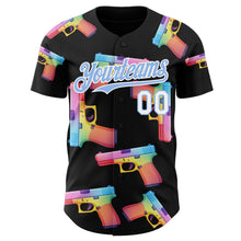 Charger l'image dans la galerie, Custom Black Light Blue-White Colorful Firepower 3D Pattern Design Authentic Baseball Jersey