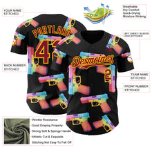 Charger l'image dans la galerie, Custom Black Crimson-Gold Colorful Firepower 3D Pattern Design Authentic Baseball Jersey