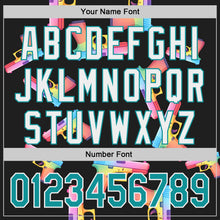 Charger l'image dans la galerie, Custom Black Teal-White Colorful Firepower 3D Pattern Design Authentic Baseball Jersey