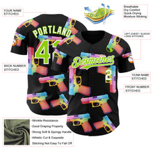 Charger l'image dans la galerie, Custom Black Neon Green-White Colorful Firepower 3D Pattern Design Authentic Baseball Jersey