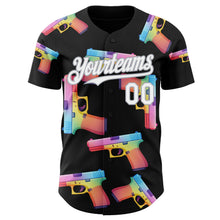 Charger l'image dans la galerie, Custom Black White-Gray Colorful Firepower 3D Pattern Design Authentic Baseball Jersey