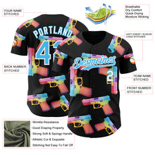 Charger l'image dans la galerie, Custom Black Sky Blue-White Colorful Firepower 3D Pattern Design Authentic Baseball Jersey