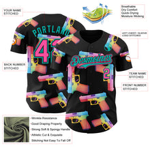 Charger l'image dans la galerie, Custom Black Pink-Aqua Colorful Firepower 3D Pattern Design Authentic Baseball Jersey