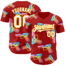 Charger l'image dans la galerie, Custom Red White-Yellow Colorful Firepower 3D Pattern Design Authentic Baseball Jersey