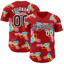 Charger l'image dans la galerie, Custom Red Black-White Colorful Firepower 3D Pattern Design Authentic Baseball Jersey