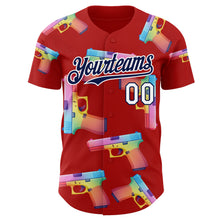 Charger l'image dans la galerie, Custom Red Navy-White Colorful Firepower 3D Pattern Design Authentic Baseball Jersey