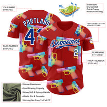 Charger l'image dans la galerie, Custom Red Royal-White Colorful Firepower 3D Pattern Design Authentic Baseball Jersey