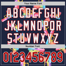 Charger l'image dans la galerie, Custom Navy Red-White Colorful Firepower 3D Pattern Design Authentic Baseball Jersey