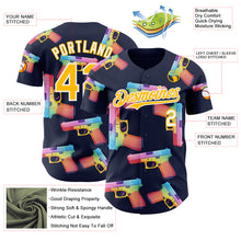 Charger l'image dans la galerie, Custom Navy Gold-White Colorful Firepower 3D Pattern Design Authentic Baseball Jersey