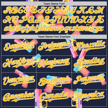 Charger l'image dans la galerie, Custom Navy Gold-White Colorful Firepower 3D Pattern Design Authentic Baseball Jersey