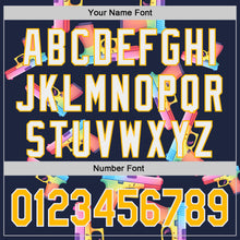 Charger l'image dans la galerie, Custom Navy Gold-White Colorful Firepower 3D Pattern Design Authentic Baseball Jersey