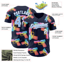 Charger l'image dans la galerie, Custom Navy Light Blue-White Colorful Firepower 3D Pattern Design Authentic Baseball Jersey