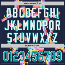 Charger l'image dans la galerie, Custom Navy Teal-White Colorful Firepower 3D Pattern Design Authentic Baseball Jersey