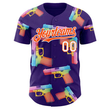 Charger l'image dans la galerie, Custom Purple Orange-White Colorful Firepower 3D Pattern Design Authentic Baseball Jersey