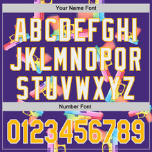Charger l'image dans la galerie, Custom Purple Gold-White Colorful Firepower 3D Pattern Design Authentic Baseball Jersey